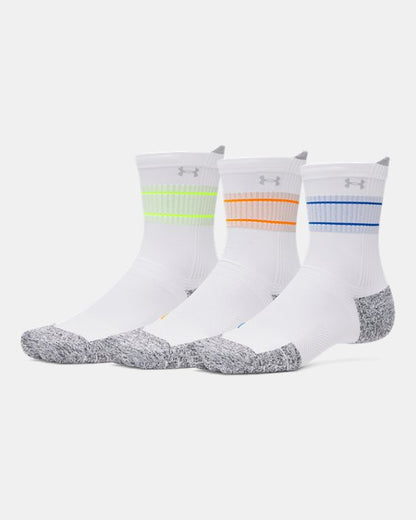 UA ArmourDry Run Cushion Unisex 3 Pack Mid Crew Socks