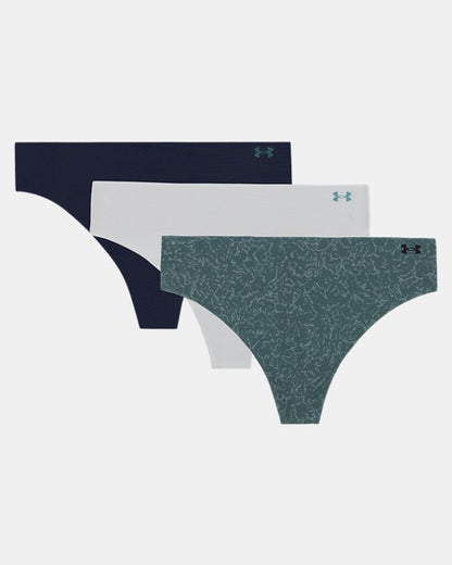 UA Pure Stretch Printed Women's 3 Pack No Show Thong