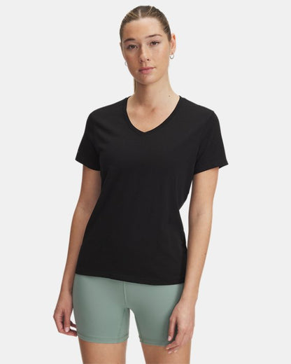 UA Icon Charged Cotton Women's V Neck Short Sleeve