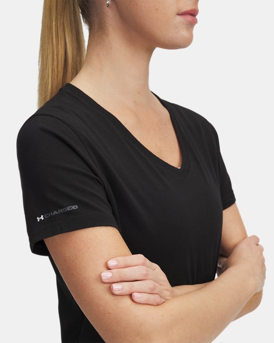 UA Icon Charged Cotton Women's V Neck Short Sleeve