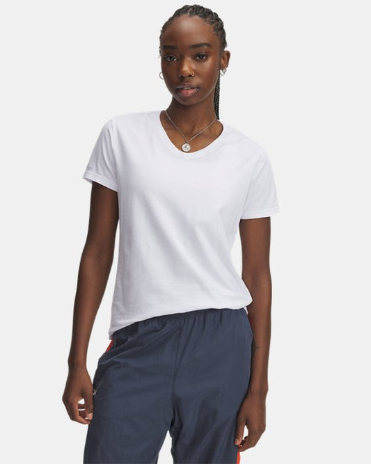 UA Icon Charged Cotton Women's V Neck Short Sleeve