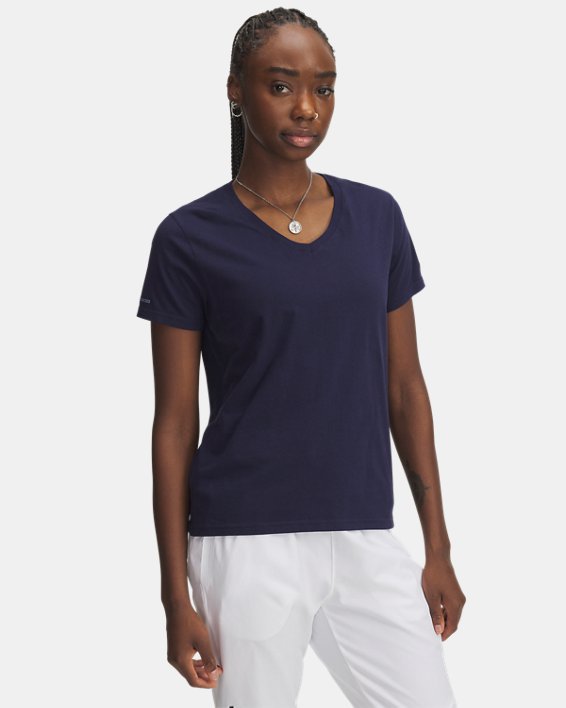 UA Icon Charged Cotton Women's V Neck Short Sleeve